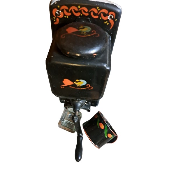 FABULOUS VINTAGE 14" Hand Painted Wall Mount Ceramic & Wood Coffee Grinder - Picture 11 of 16